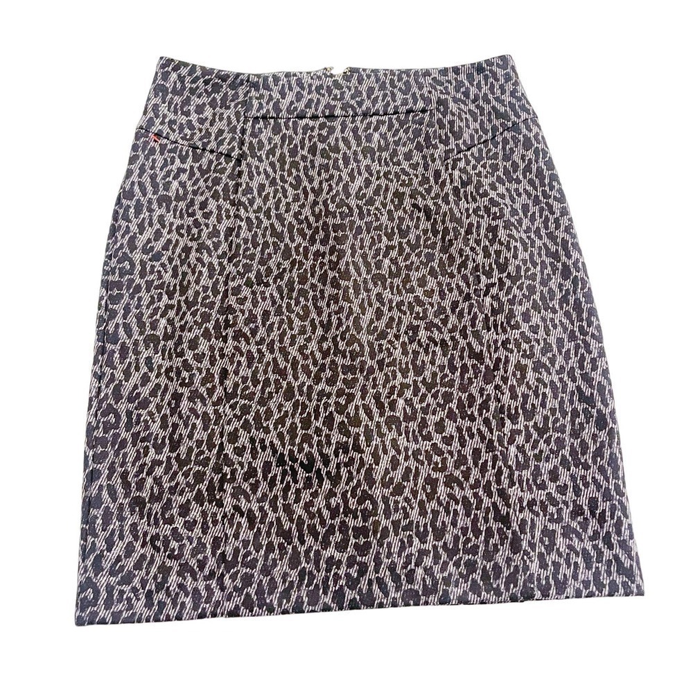 Michael Kors Black-Grey Leopard Patterned Skirt SZ06